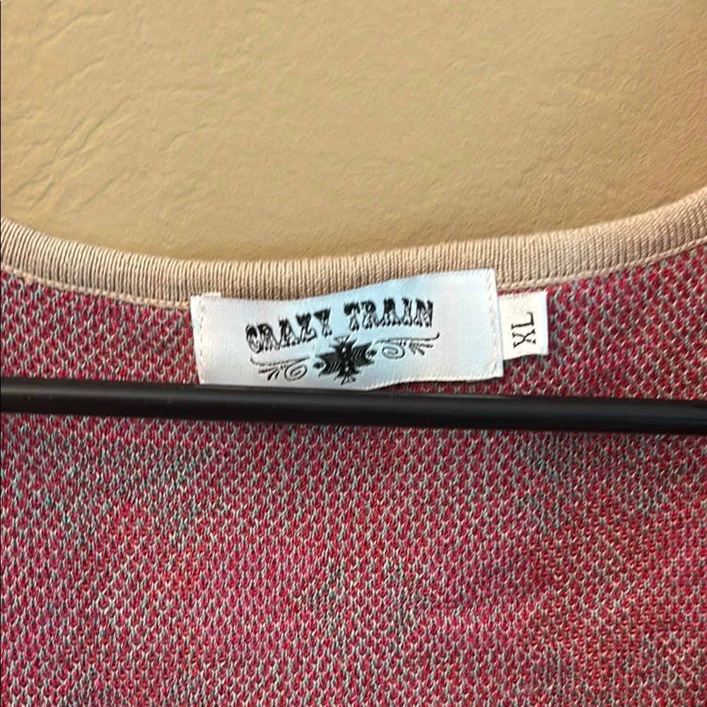 Crazy Train Pink and Red Patterned Cardigan - Picture 3 of 3